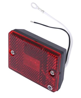 LED Trailer Clearance or Side Marker Light w/ Reflector - 6 Diodes-Square-Red Lens