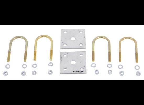 U-Bolt Kit for Mounting 2,000-lb, Round Trailer Axles - 4" Long U-Bolts - Zinc