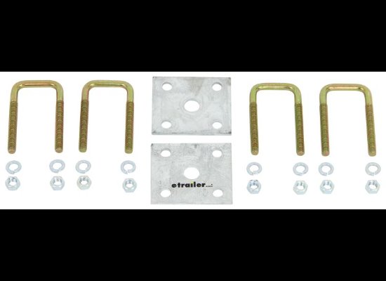 U-Bolt Kit for Mounting 1-1/2" Square Trailer Axles - 3-3/8" Long U-Bolts - Zinc