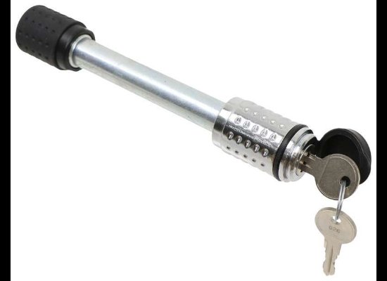 Hitch Receiver Lock for 2" and 2-1/2" Hitches - Flush - 3-5/8" Span - Chrome