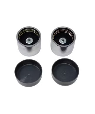 Trailer Parts Pro Bearing Protectors, 2.44" Hub Bore, 2" OD, Crome with Covers for 1 Axle, Qty 2