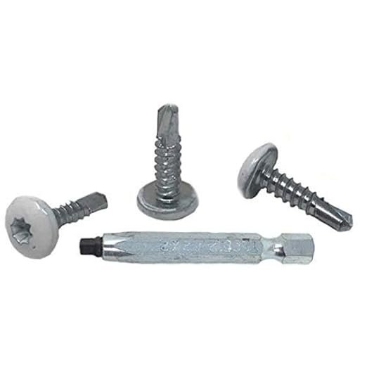 #10 x 3/4 Inch Self Tapping Sheet Metal Screws, White, DBL SQ #2 Head Bit Included