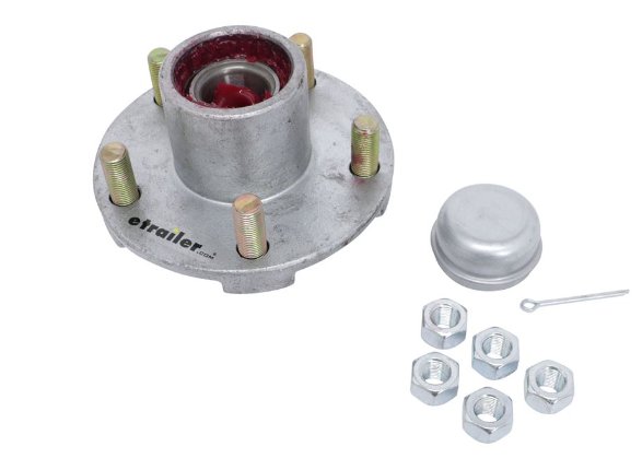 CE Smith Trailer Idler Hub Assembly w/ Case for 2.5K Axles - 5 on 4-1/2 - Galvanized - Pre-Greased