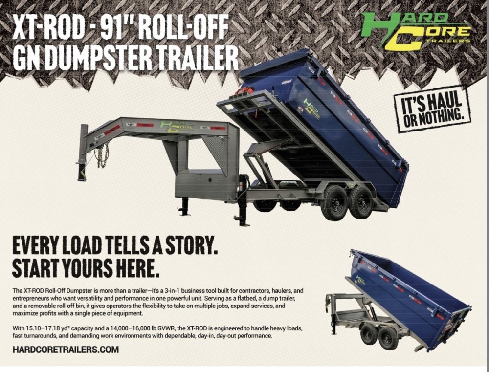 7'x16' HARDCORE TRAILERS Roll Off Dump