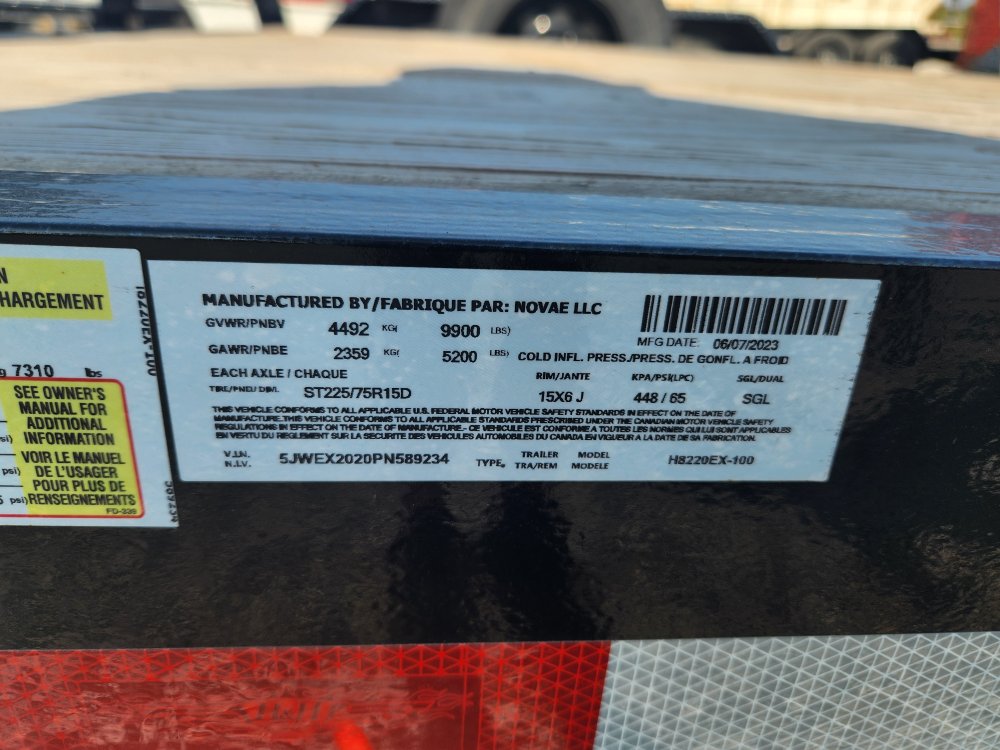 Used 2023 H&H 82x20 EX Speedloader - 9,990 GVWR - VIN# 5JWEX2020PN589234