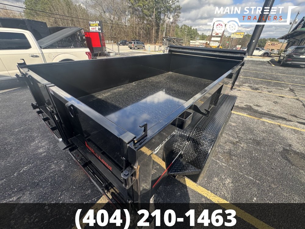 6.5 X12 BLACK DUM TRAILER, 7 GUAGE BED AND WALLS, 10K AXLES