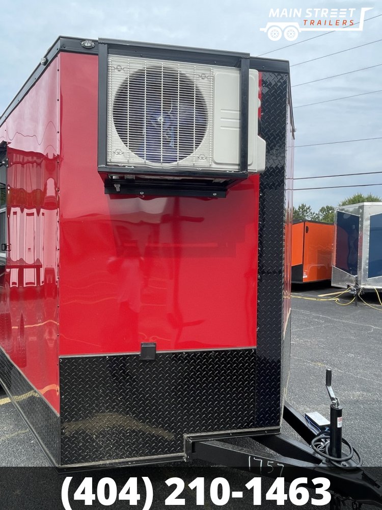 7X14 CONCESSION TRAILER RED BLACKOUT WITH ELITE PCKG AND 8' EXUAST HOOD