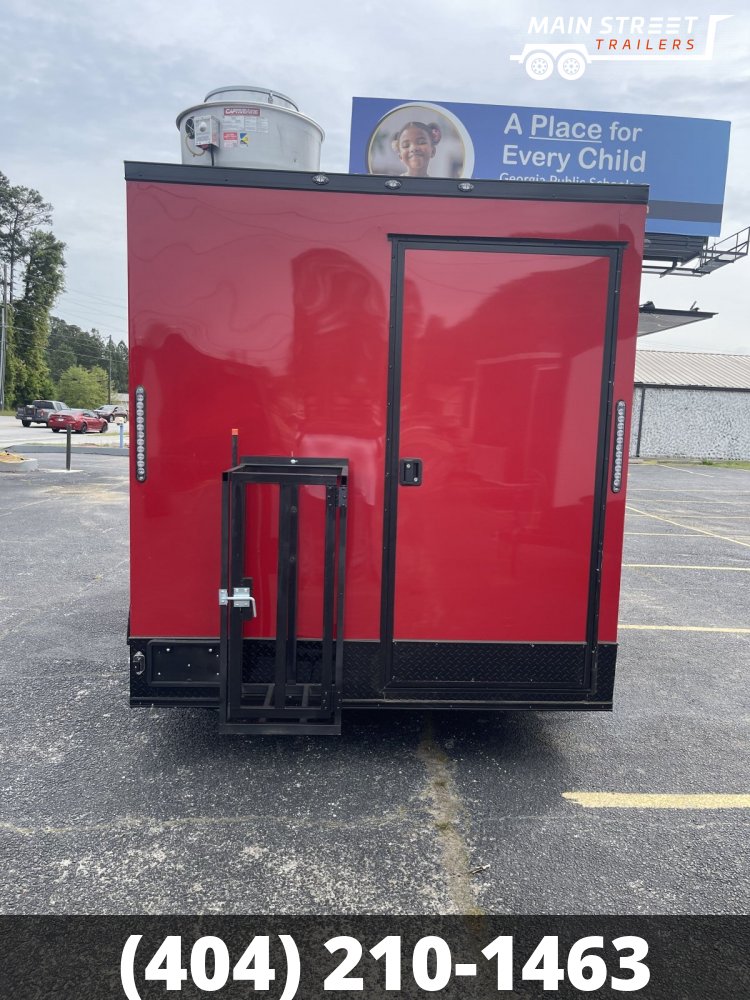 7X14 CONCESSION TRAILER RED BLACKOUT WITH ELITE PCKG AND 8' EXUAST HOOD