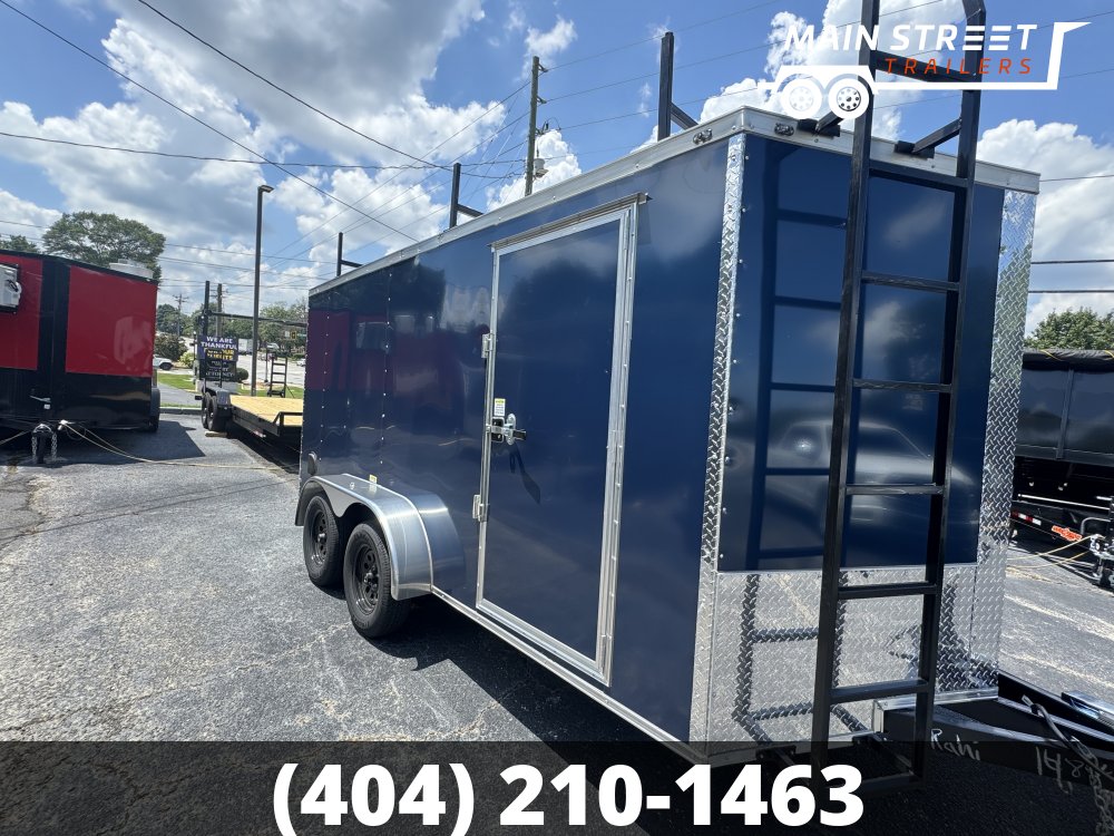 7X14 T/A INDIGO BLUE WITH LADDER RACK AND LADDER
