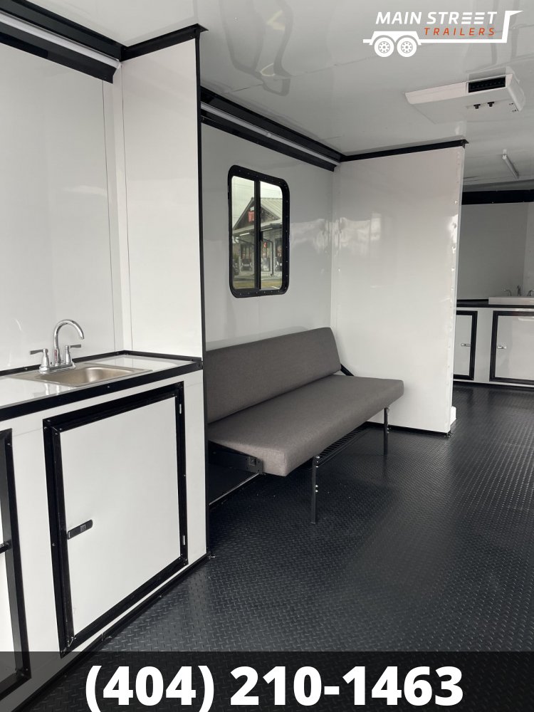8.5X22 RV STYLE WHITE WITH BLACK OUT AND BATHROOM PACKAGE