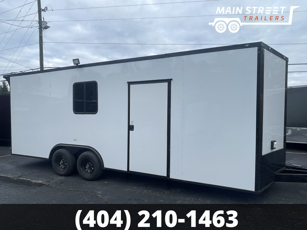 8.5X22 RV STYLE WHITE WITH BLACK OUT AND BATHROOM PACKAGE