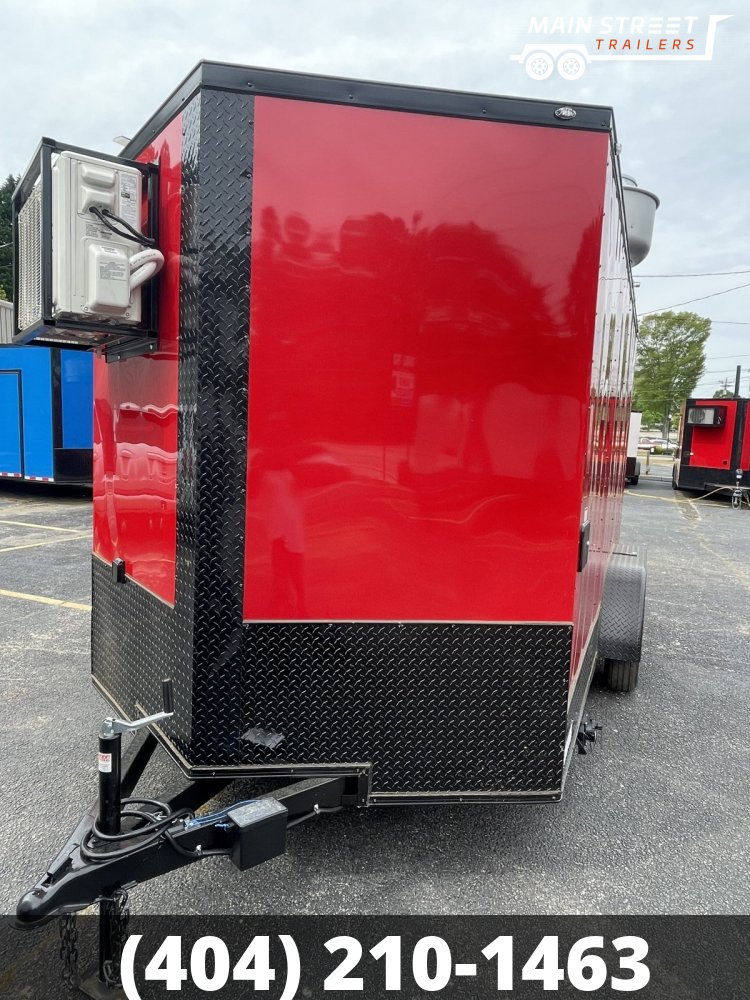 7X14 CONCESSION TRAILER RED BLACKOUT WITH ELITE PCKG AND 8' EXUAST HOOD