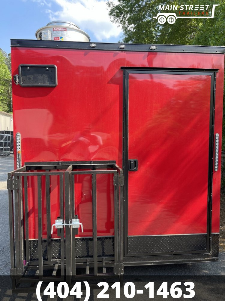 7X14 CONCESSION TRAILER RED BLACKOUT WITH ELITE PCKG AND 8' EXUAST HOOD