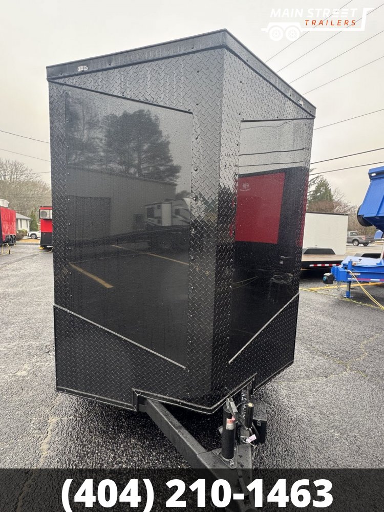 6X12 T/A BLACK B/O AND POLY CORE WITH BARN DOORS & ONE PEICE ROOF