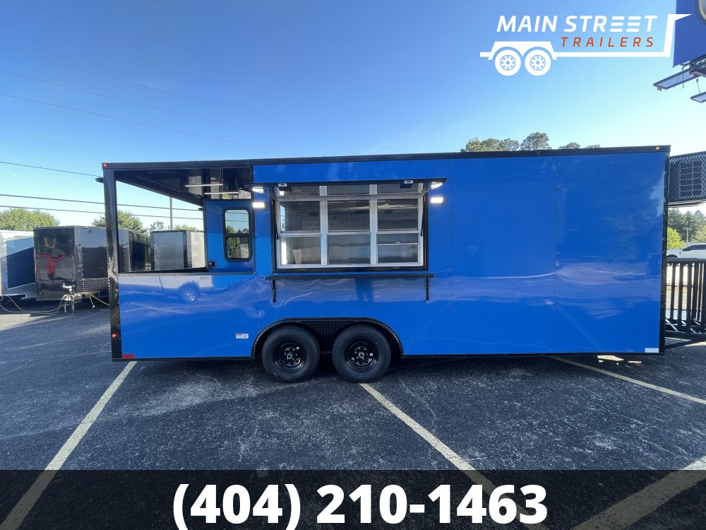 8.5X22 CONCESSION TRAILER PEPSI BLUE B/O AND 6' FINISHED PORCH