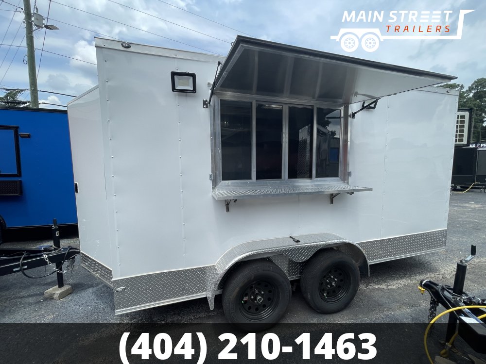 7X14 CONCESSION TRAILER WHITE WITH CHROME