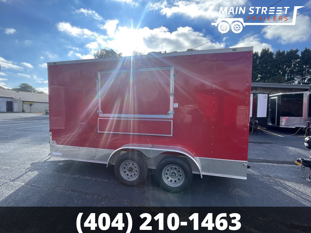 7X14 CONCESSION TRAILER RED WITH ELITE PCKG AND 6' EXUAST HOOD