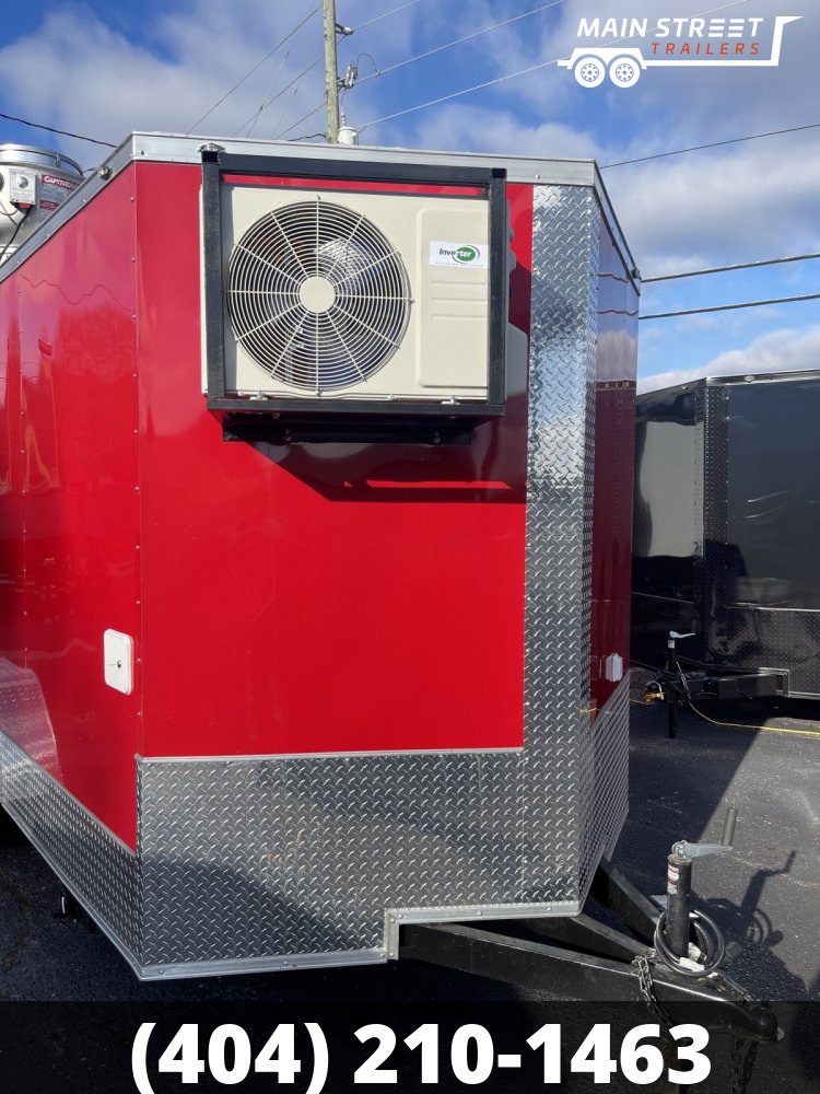 7X14 CONCESSION TRAILER RED WITH ELITE PCKG AND 6' EXUAST HOOD