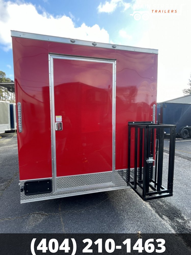 7X14 CONCESSION TRAILER RED WITH ELITE PCKG AND 6' EXUAST HOOD