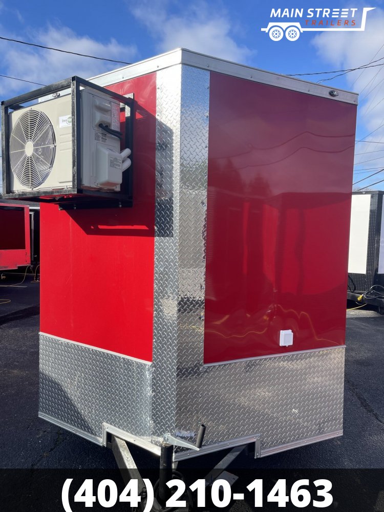 7X14 CONCESSION TRAILER RED WITH ELITE PCKG AND 6' EXUAST HOOD