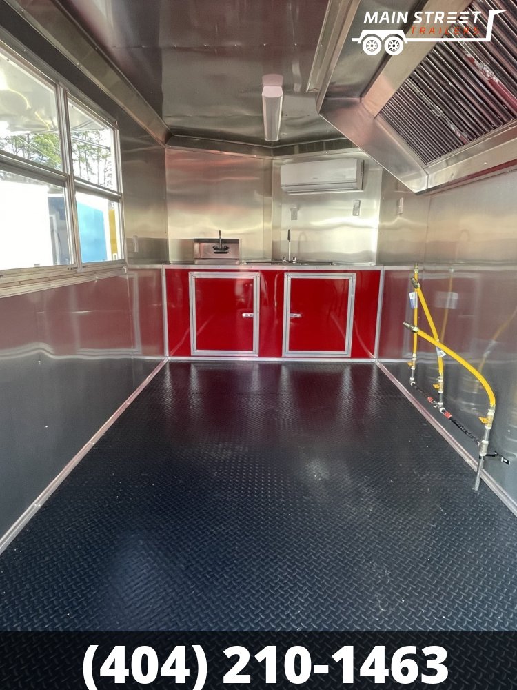 7X14 CONCESSION TRAILER RED WITH ELITE PCKG AND 6' EXUAST HOOD