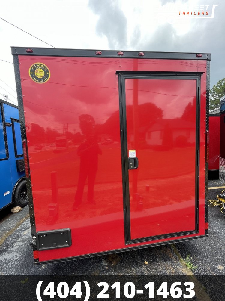 7X14 RED POLYCORE CONCESSION TRAILER WITH 8' HOOD AND 4 GAS LINES