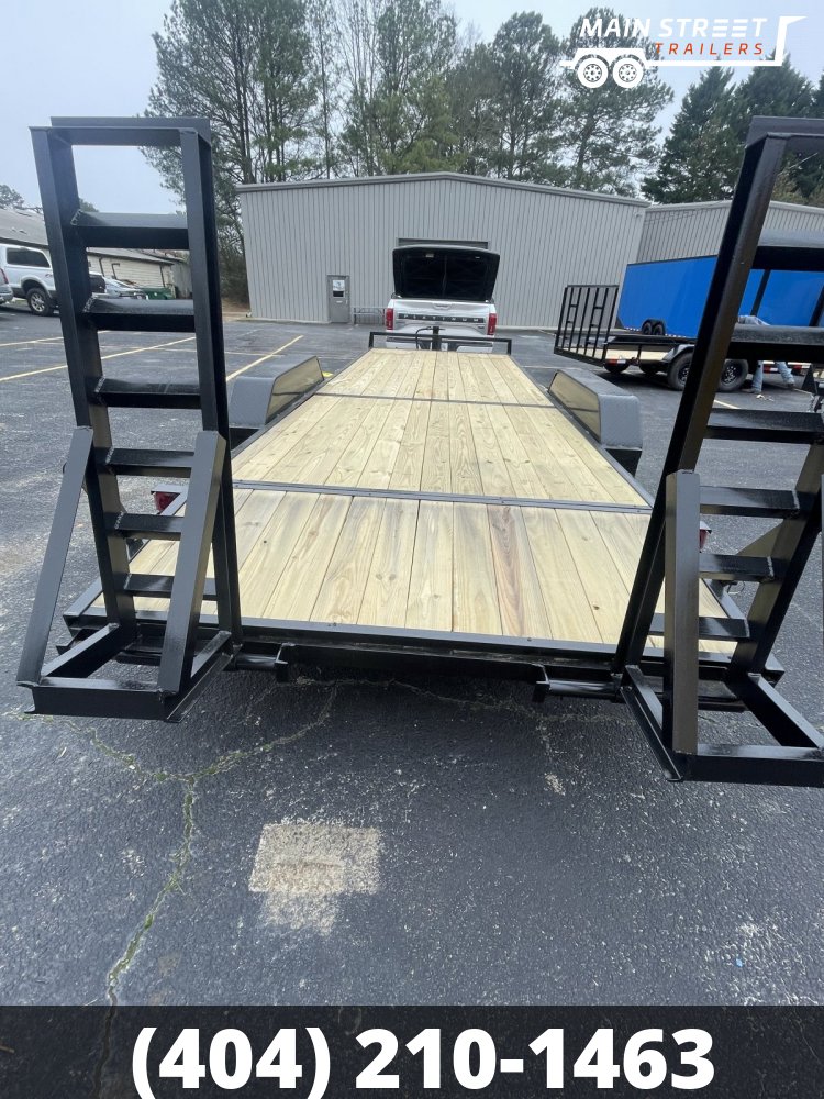 7X22 EQUIPMENT TRAILER WITH 14K AXLES EVERY 16" STUDS AND HEAVY DUTY JACK