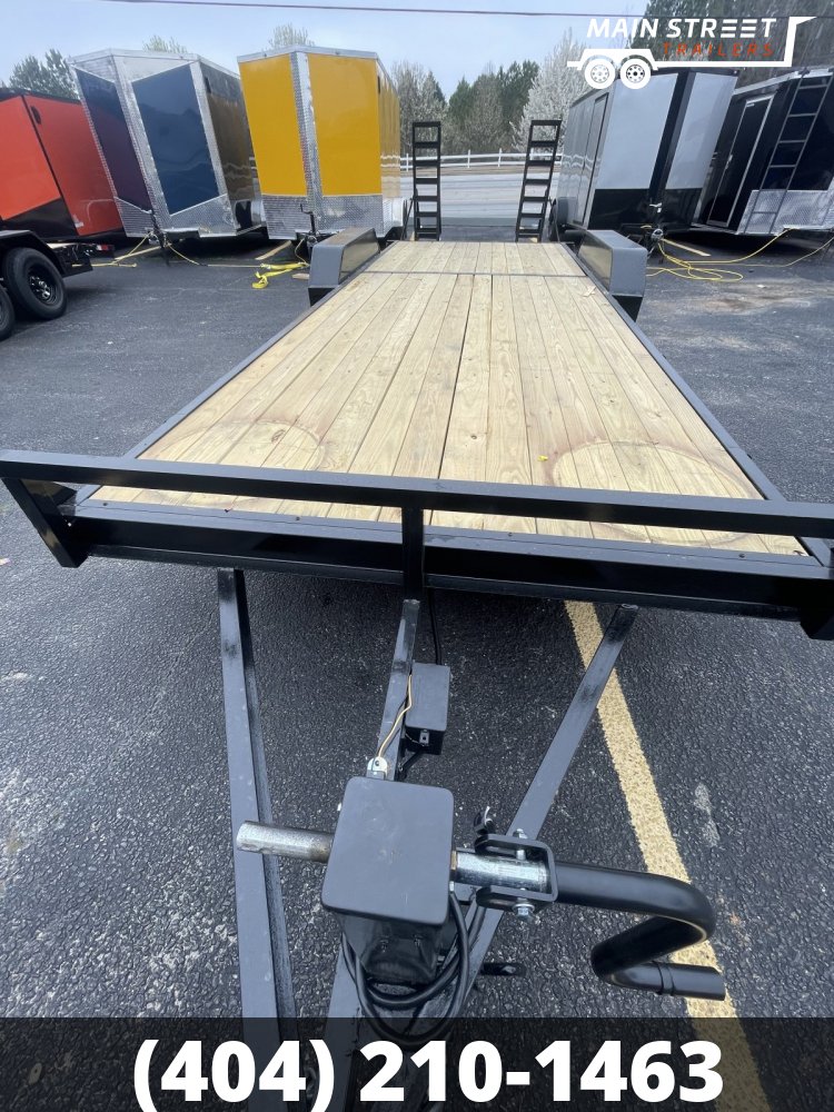 7X22 EQUIPMENT TRAILER WITH 14K AXLES EVERY 16" STUDS AND HEAVY DUTY JACK