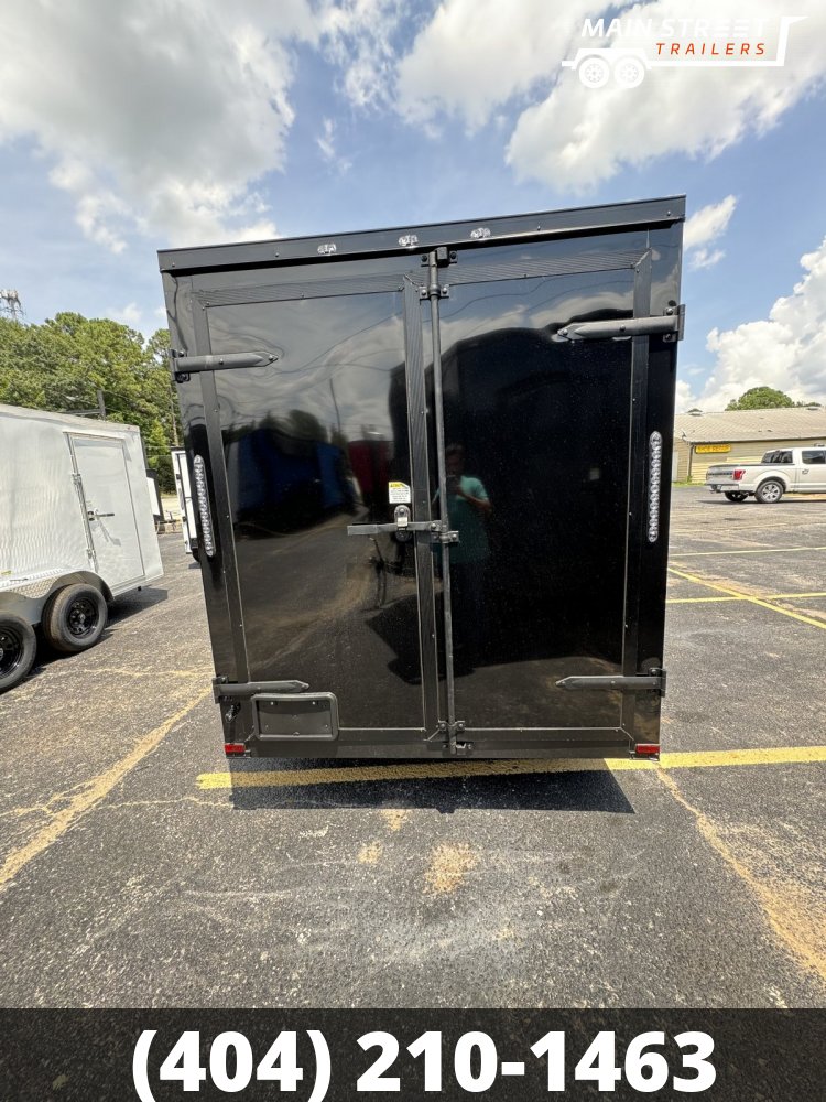 6 X 12 T/A BLACK WITH BLACKOUT PACKAGE WITH BARN DOORS