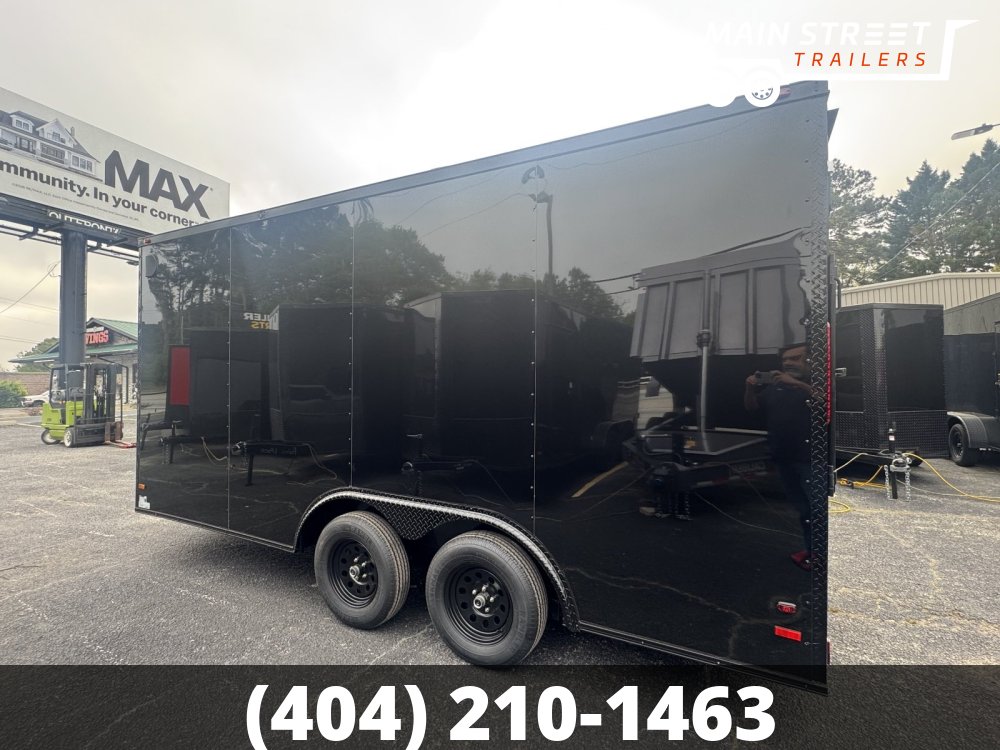 8.5X16 TA BLACK , BLACK OUT, 7' INTERIOR HEIGHT, RAMP GATE