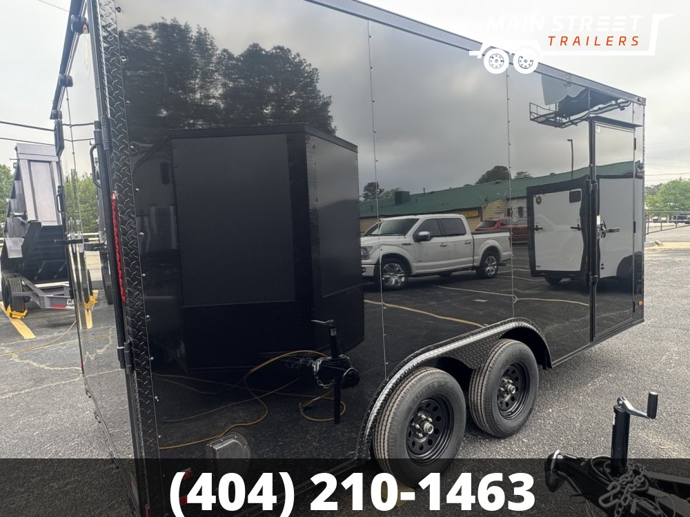 8.5X16 TA BLACK , BLACK OUT, 7' INTERIOR HEIGHT, RAMP GATE