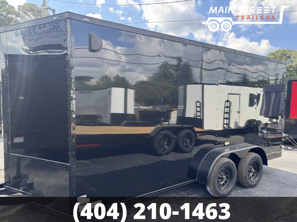 7X16 T/A BLACK B/O POLY CORE, RAMP GATE AND 7' INTERIOR HEIGHT