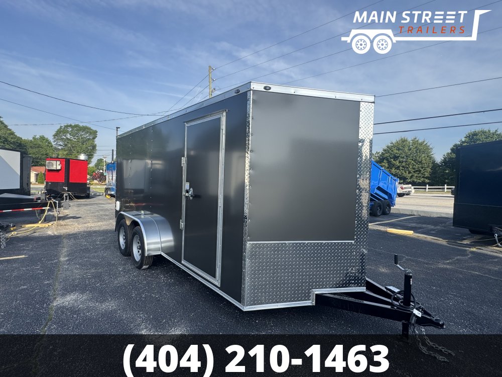 7X16 T/A CHARCOAL POLYCORE, CHROME, RAMP GATE, BAR LOCK
