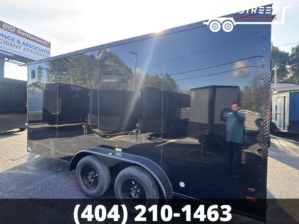 7X16 T/A BLACK B/O POLY CORE, BARN DOORS AND 7' INTERIOR HEIGHT