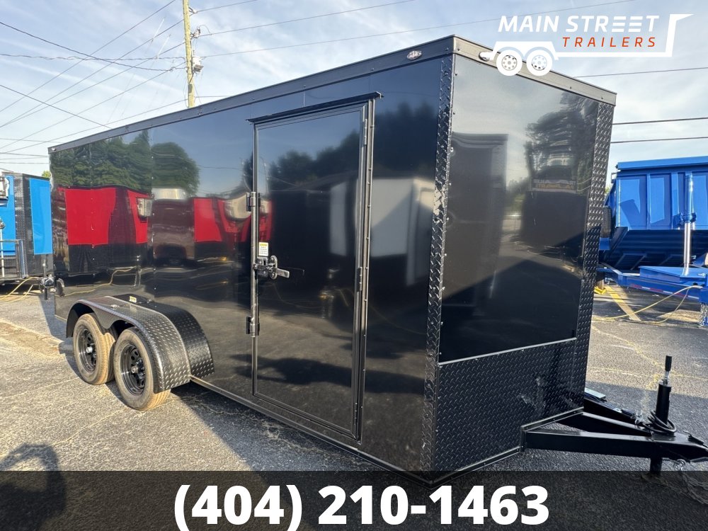 7X14 T/A BLACK BLACKOUT, POLY CORE, RAMP GATE AND 7' INTERIOR HEIGHT