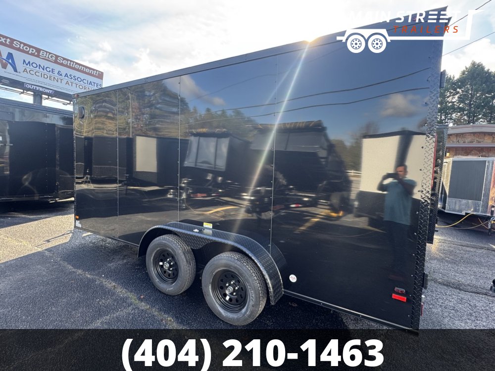 7X16 T/A BLACK B/O POLY CORE, BARN DOORS AND 7' INTERIOR HEIGHT