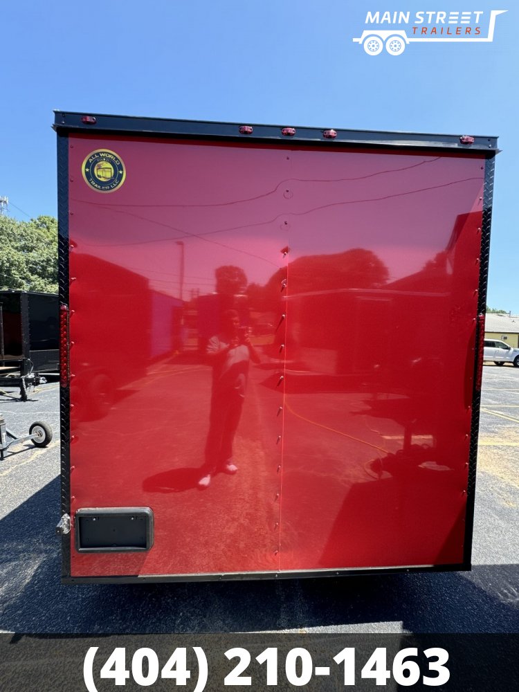 7X14 RED POLYCORE CONCESSION TRAILER 7' OVERHEAD CABINETS