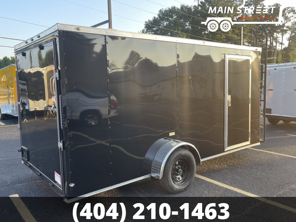 7 X 14 S/A TRAILER BLACK WITH LADDER AND LADDER RACK