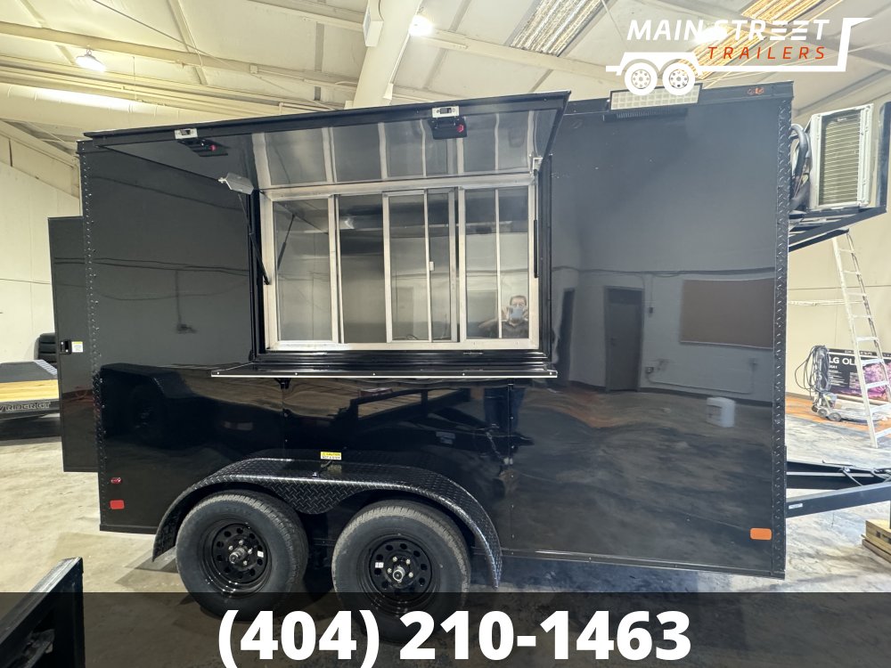 7X12 T/A CONCESSION TRAILER, BLACK B/O ELITE PACKAGE