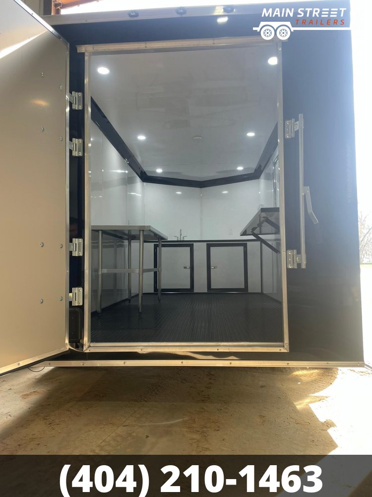 7X14 BAR STYLE CONCESSION TRAILER BLACK WITH 7X3 WINDOW