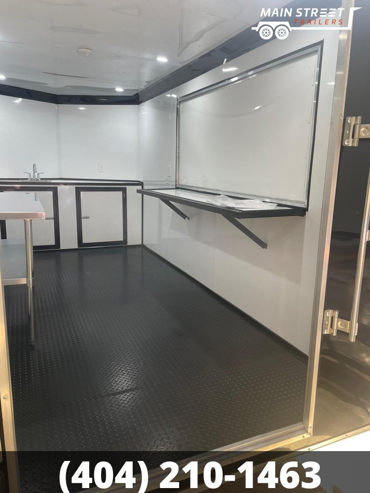 7X14 BAR STYLE CONCESSION TRAILER BLACK WITH 7X3 WINDOW