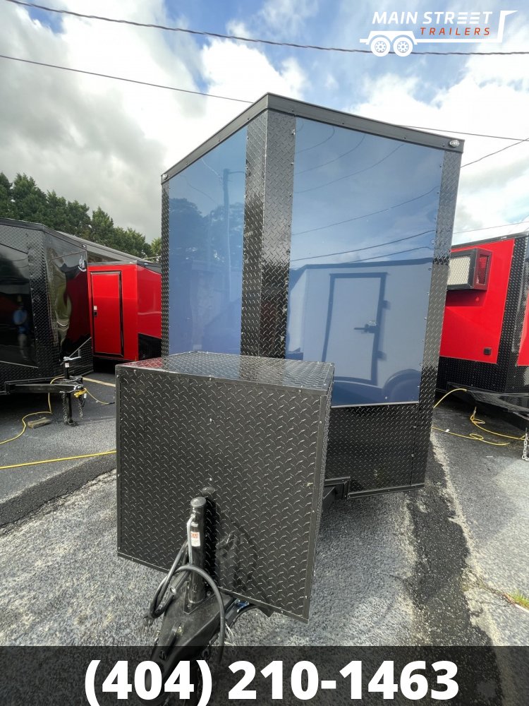 7X12 T/A CONCESSION TRAILER, INDIGO BLUE WITH BLACKOUT AND 3X5 CONCESSION WINDOW