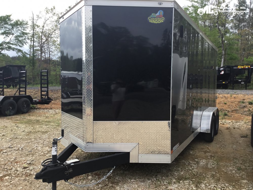 2024 Covered Wagon Enclosed 7x18 Gold Mine Series, (2) 3500lb Axles, 7' Interior Height, (Black)