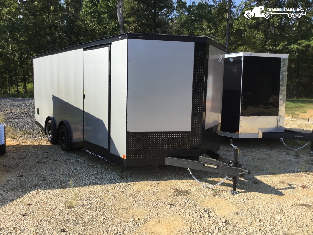 2026 Covered Wagon Enclosed 8.5x20, (2) 5200Lb Drop Torsion Axles, Bar Lock on side door, Silver Pol
