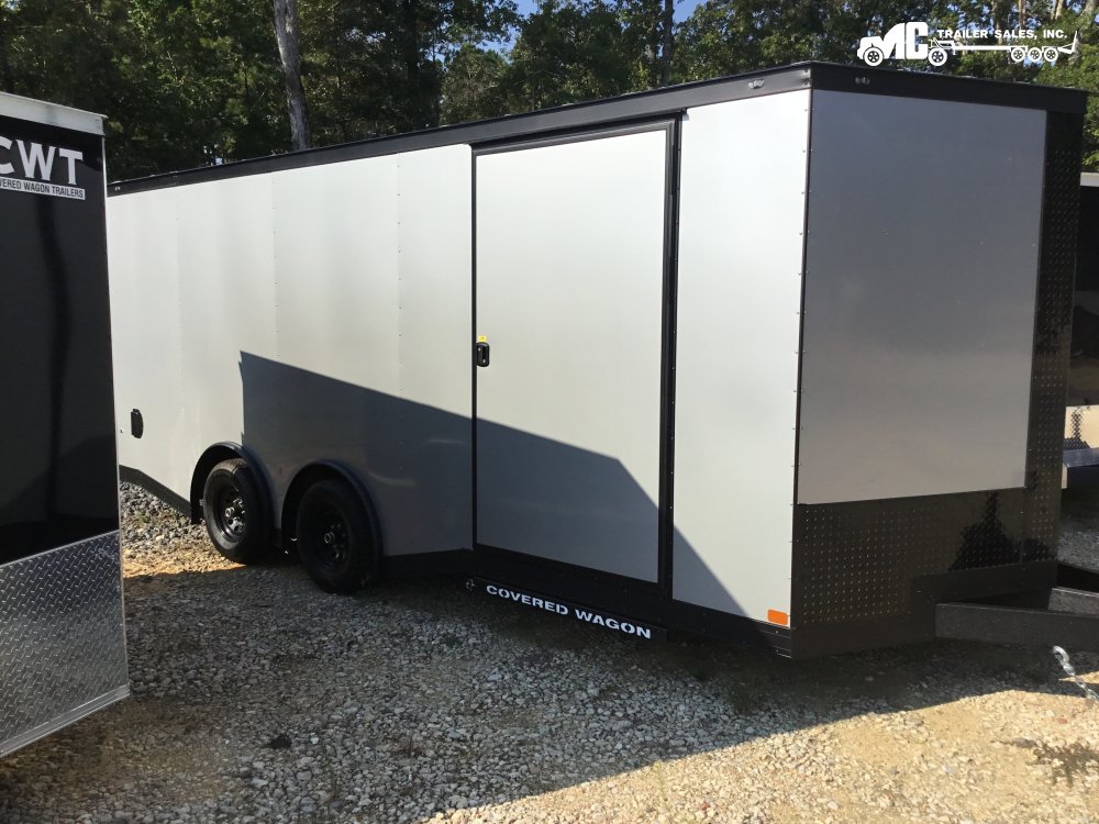 2026 Covered Wagon Enclosed 8.5x20, (2) 5200Lb Drop Torsion Axles, Bar Lock on side door, Silver Pol