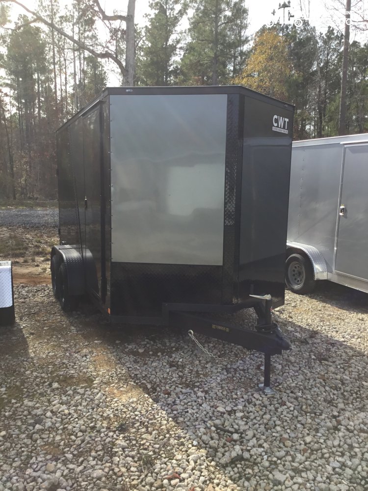 2026 Enclosed Covered Wagon 7x12 T/A 2 tone Grey And Black 7' interior