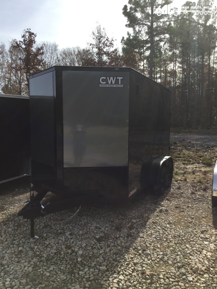 2026 Enclosed Covered Wagon 7x12 T/A 2 tone Grey And Black 7' interior