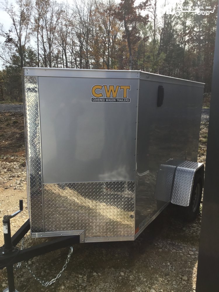 2026 Covered Wagon Enclosed 5 x 8 S/A 24" Side door, Rear Ramp, Side Barlock Silver Frost