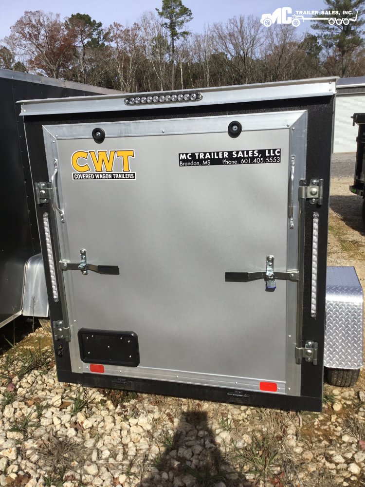 2026 Covered Wagon Enclosed 5 x 8 S/A 24" Side door, Rear Ramp, Side Barlock Silver Frost