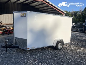 2025 Covered Wagon Enclosed 6 x12 SA White Polycore Ramp Door with Side Door